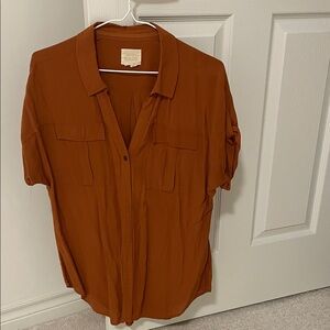 Women's Terracotta Orange Button-Down Shirt